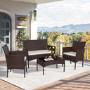 4-Piece Outdoor Wicker Patio Conversation Set