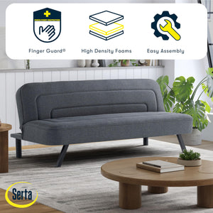 Convertible Futon Sofa – Short Twin Size, Polyester Upholstery, Metal Legs