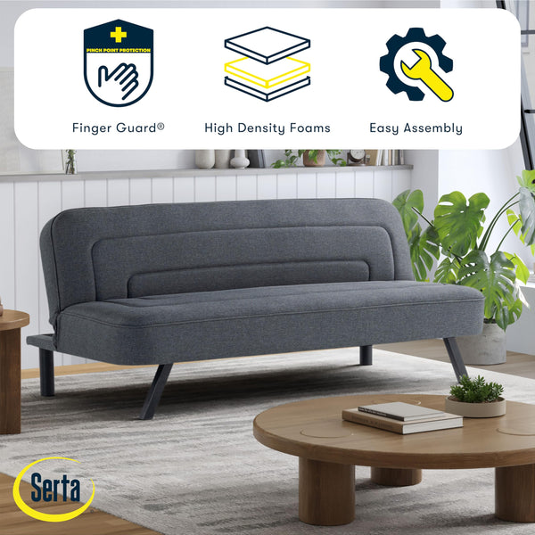Convertible Futon Sofa – Short Twin Size, Polyester Upholstery, Metal Legs