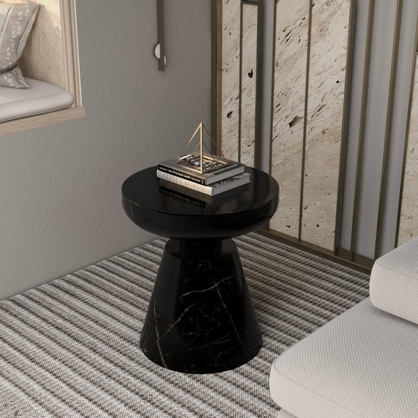 Round Fiberstone Pedestal Side Table