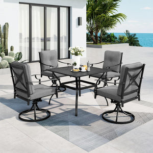 Round Patio Dining Set with Swivel Chairs