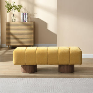 50" Chenille Fabric Upholstered Dining Bench for 2