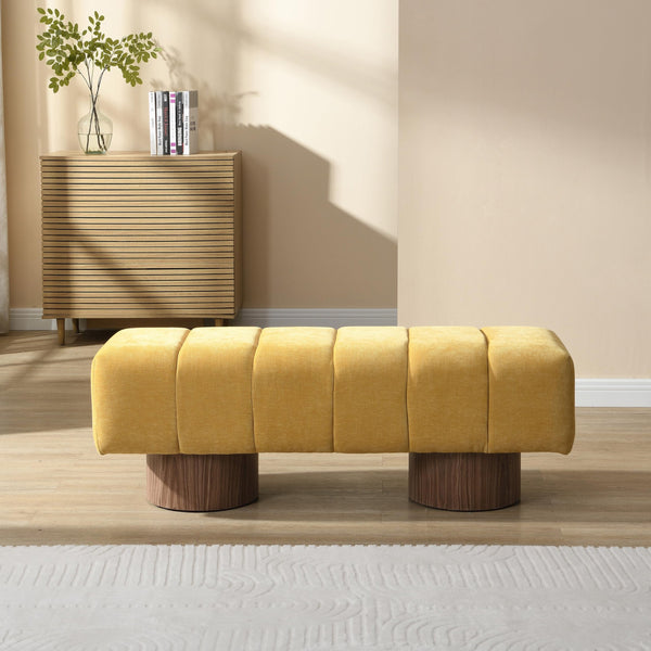 50" Chenille Fabric Upholstered Dining Bench for 2