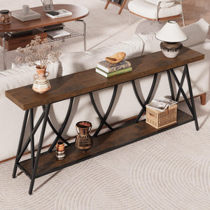 70.9" Industrial Console Table – Rustic Brown