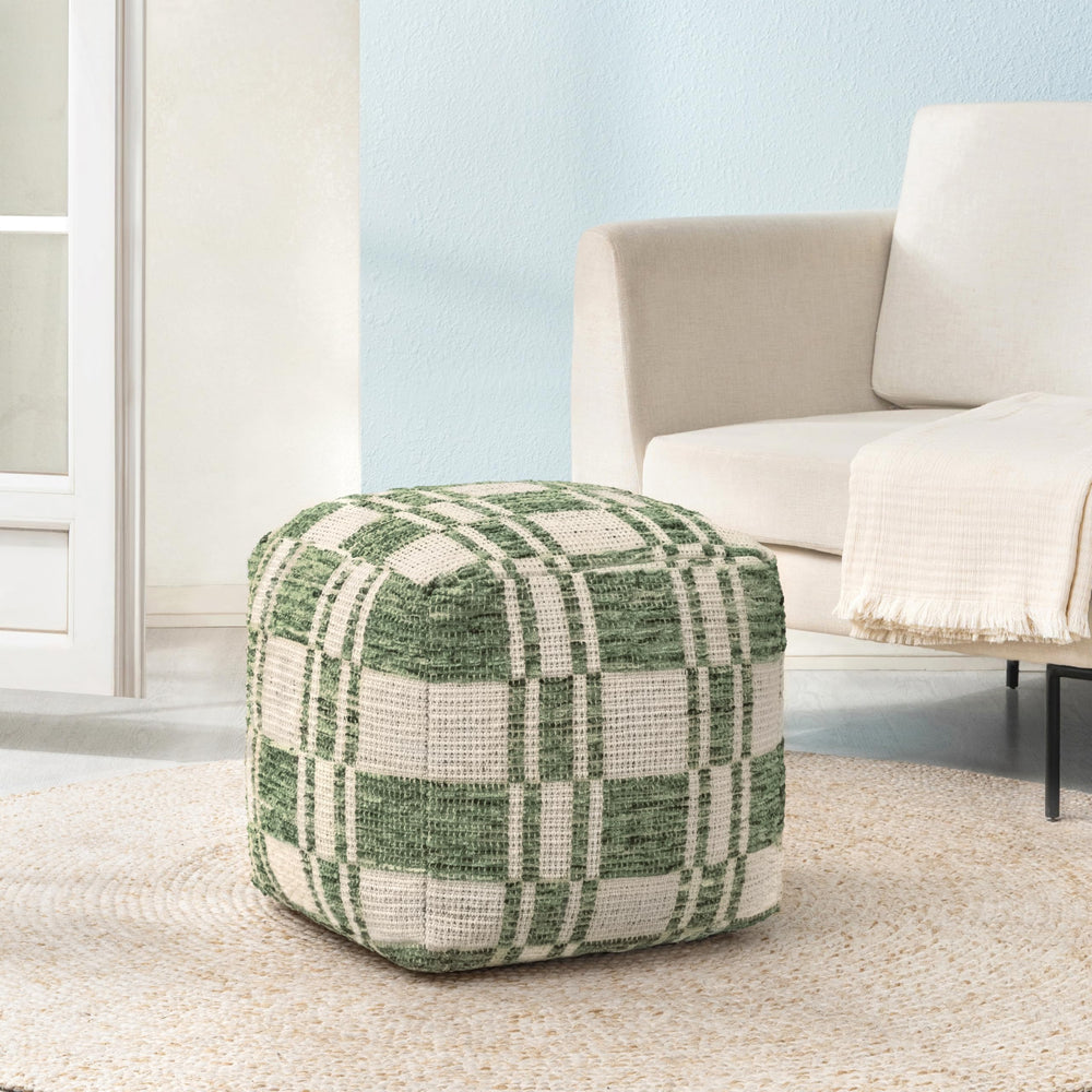 Handmade Cotton Pouf Ottoman | Square Floor Seating & Footrest