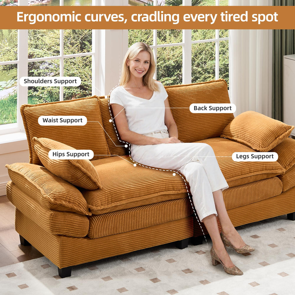 83" Corduroy Loveseat Sofa – 2-Seat Couch with Padded Cushions