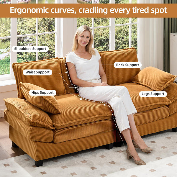 83" Corduroy Loveseat Sofa – 2-Seat Couch with Padded Cushions