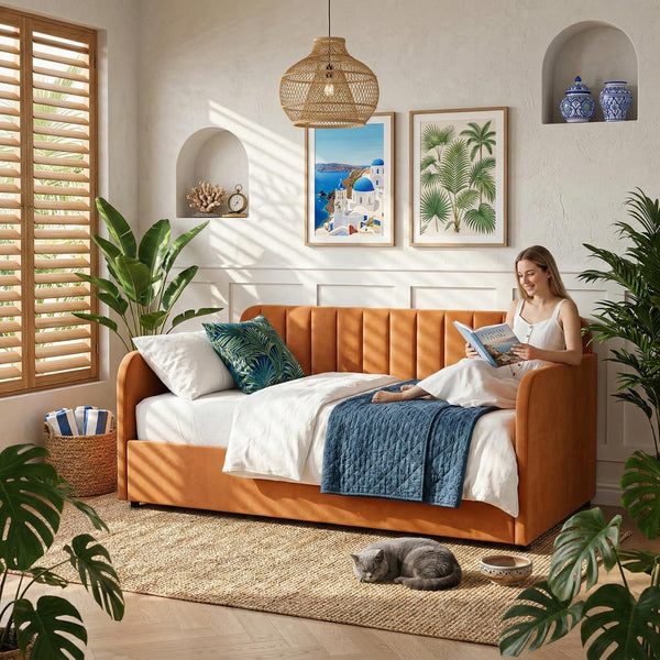 Twin Velvet Daybed with Gas-Lift Storage