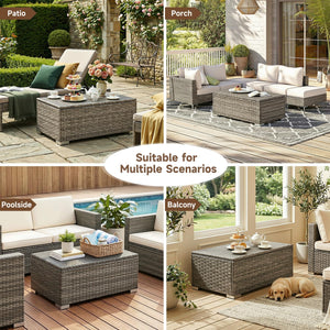 Outdoor Rattan Coffee Table with Storage