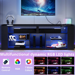 70.9" LED TV Stand with Power Outlet & Storage