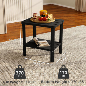 Resin Outdoor Side Table with Dual Storage