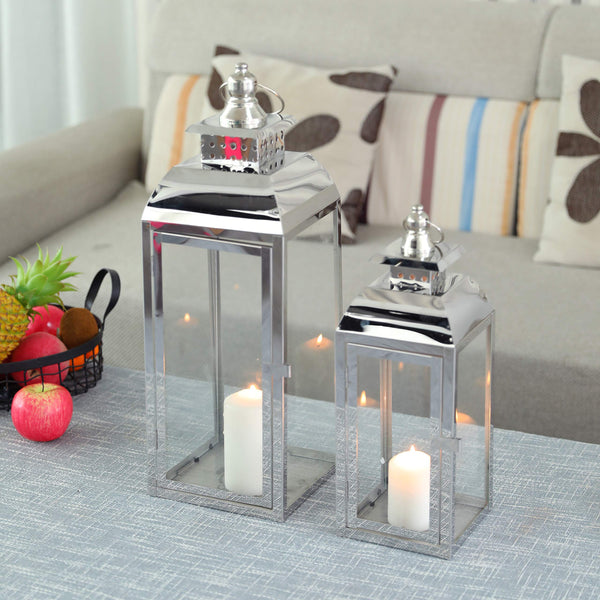 Set of 2 Vintage Metal Candle Lanterns – Indoor & Outdoor Hanging Lanterns