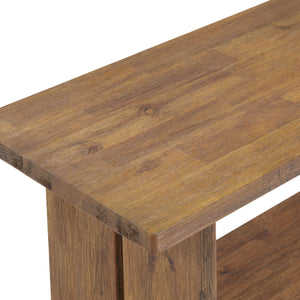 40" Entryway Bench with Storage Shelf – Solid Acacia Wood