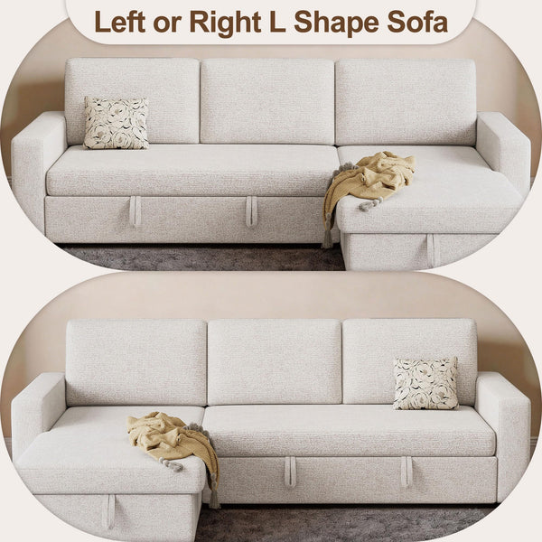 81.5" L-Shaped Sleeper Sofa Bed with Storage Chaise