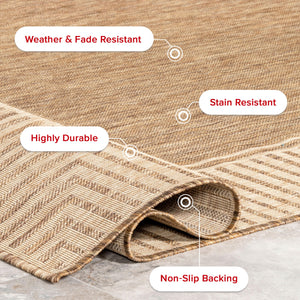 8x10 Indoor Outdoor Area Rug – Bordered Light Brown