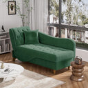 Velvet Chaise Lounge Chair with Storage & Adjustable Backrest