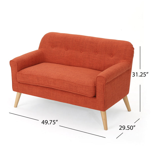 Mid-Century Modern Fabric Loveseat