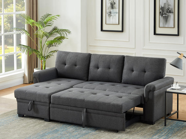 Convertible L-Shaped Sectional Sleeper Sofa with Storage Chaise