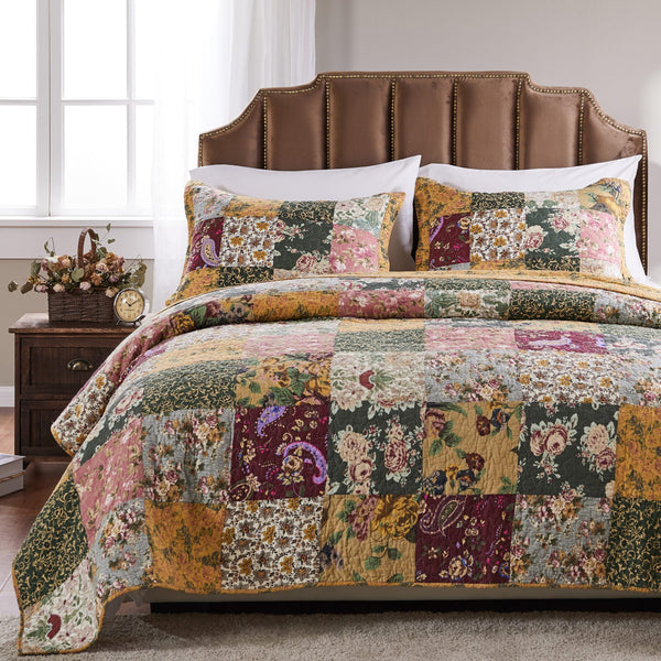 Cotton Patchwork Quilt Set – Floral & Paisley Bedding