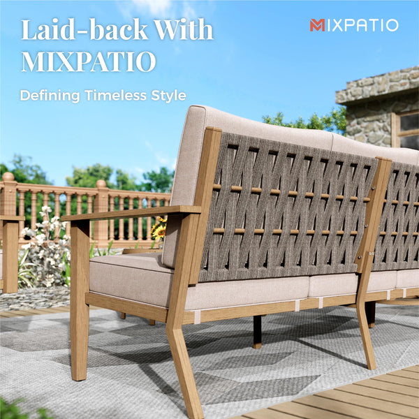 7-Piece Outdoor Patio Conversation Set with Swivel Chairs & Thick Cushions