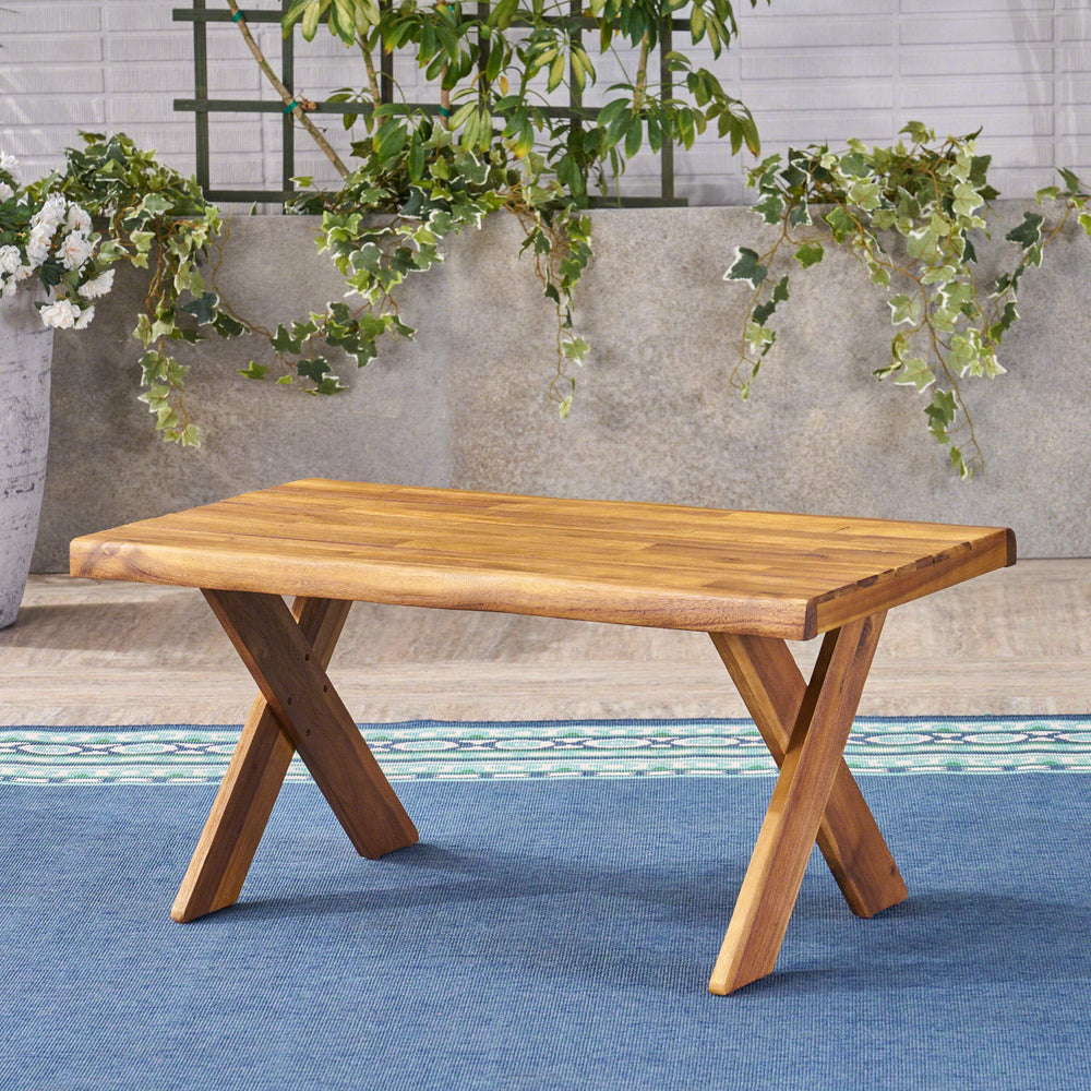 Outdoor Acacia Wood Coffee Table – Sandblast Teak Finish