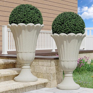 Tall Planters for Outdoor Plants Set of 2 with Drainage Holes