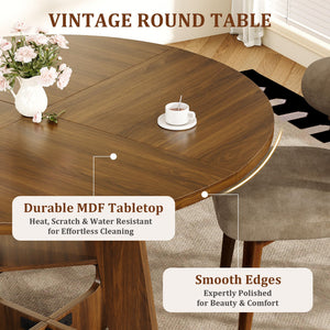 Round Dining Table 47 Inch with Under-Table Storage