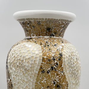 Tall Terracotta Floor Vase with Glass Mosaic – 24 x 10 Inches