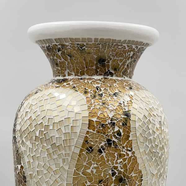 Tall Terracotta Floor Vase with Glass Mosaic – 24 x 10 Inches
