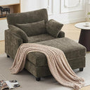 Chenille Chaise Lounge Chair with Ottoman