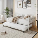 Twin Daybed with Trundle – Metal Frame, Space-Saving Sofa Bed