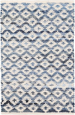Ivory Geometric Flat Woven Cotton Area Rug