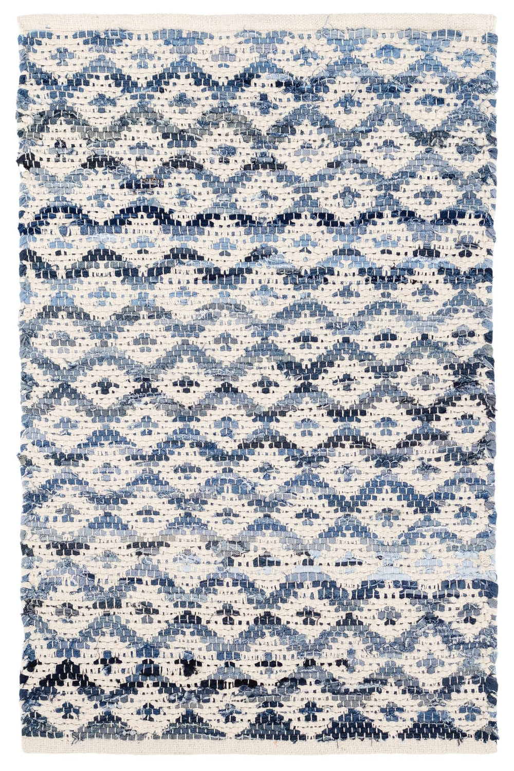 Ivory Geometric Flat Woven Cotton Area Rug