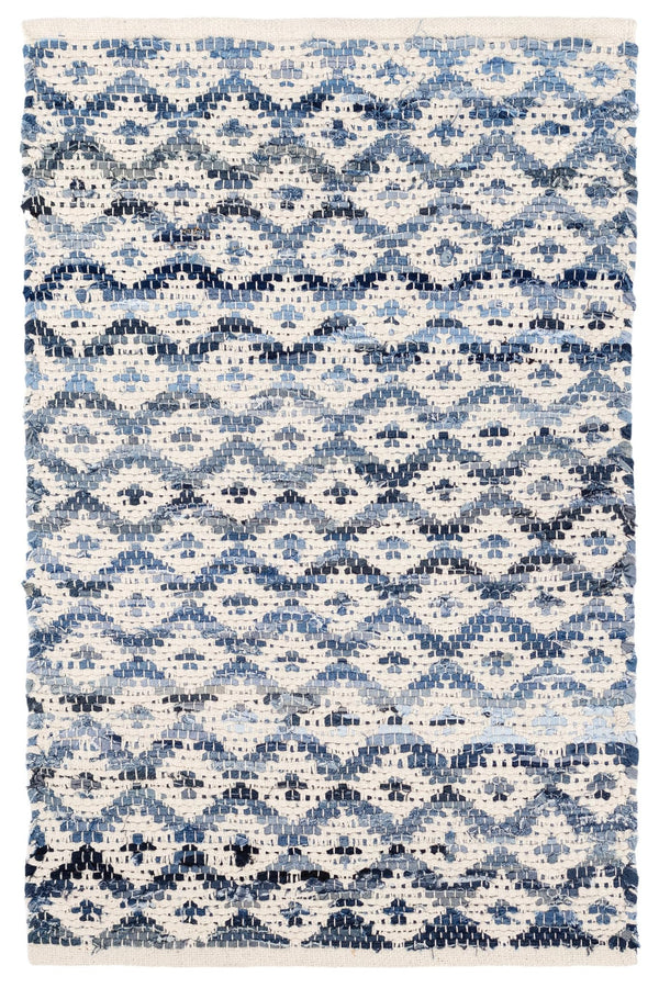 Ivory Geometric Flat Woven Cotton Area Rug