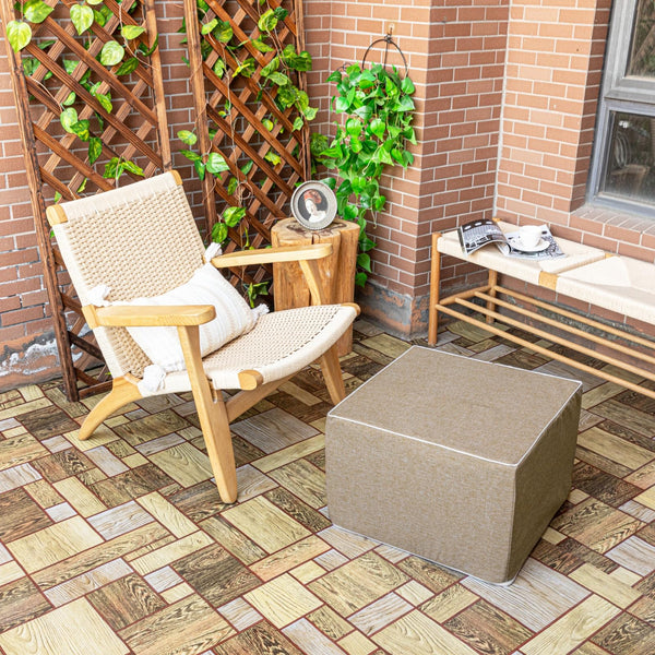 Outdoor Square Foam Ottoman Pouf Footrest 20x20x14
