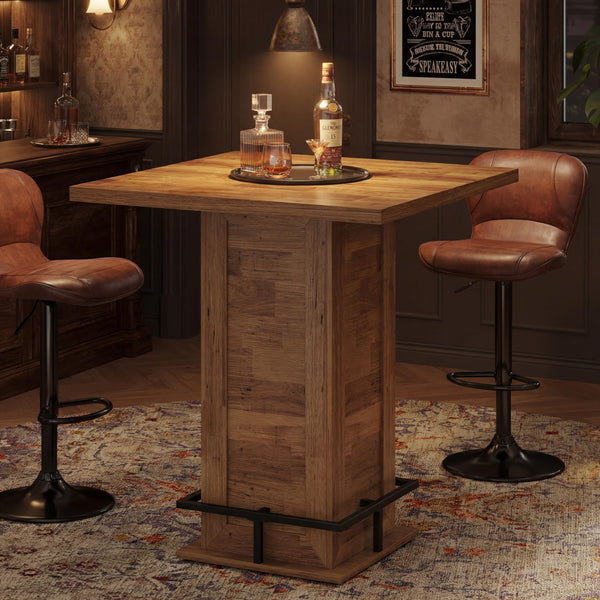 Square Bar Height Pub Table with Footrest