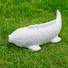 Hand Carved Granite Fish Garden Statue — Outdoor Lawn & Patio Decor