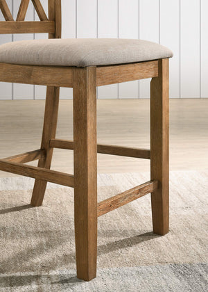 5-Piece Counter Height Dining Set with Cross-Buck Pedestal Table