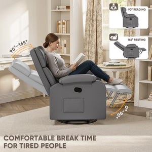 Swivel Rocking Recliner Chair with Massage & Adjustable Footrest