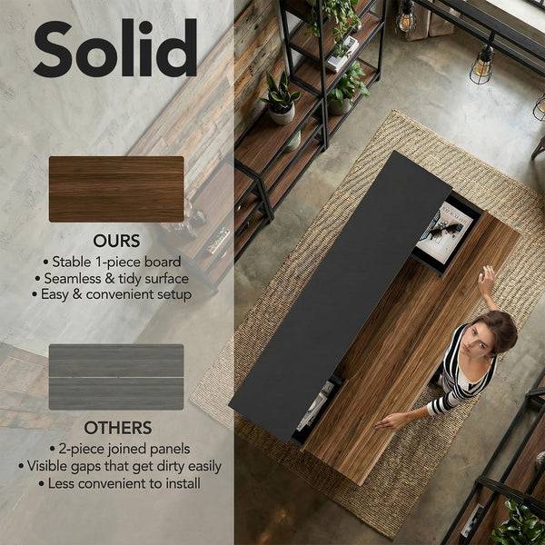 Electric Standing Desk with 5 Solid Wood Drawers & Desktop Riser, 48" x 26" – Dark Walnut