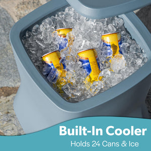 Outdoor Side Table Cooler 2-in-1 with Ice Chest 25 QT