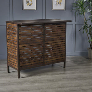 Indoor Acacia Wood Bar Set with Rustic Metal Accents