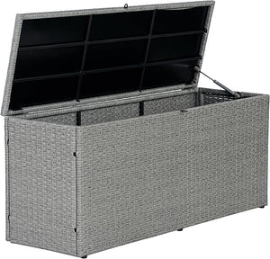 Outdoor Wicker Storage Trunk with Lockable Lid
