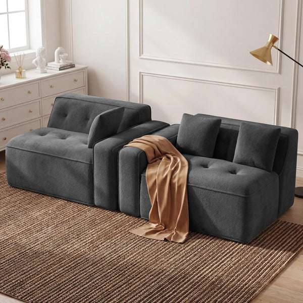 100" Cloud Boneless Loveseat – 2-Seater Chenille Foam Sofa