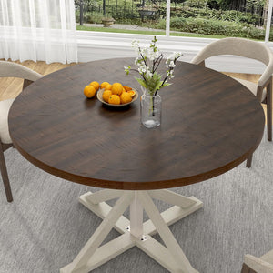 Round Farmhouse Dining Table, 47-Inch