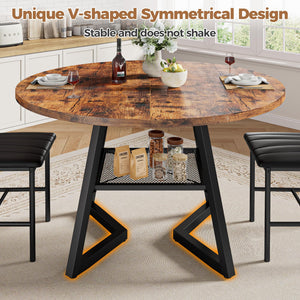 47.2" Round Dining Table with Storage Shelf