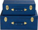 Decorative Storage Trunks Set of 2 – Shagreen Faux Leather Chests with Handle