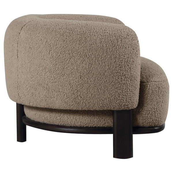 Barrel Back Accent Chair — Upholstered with Oak Wood Frame