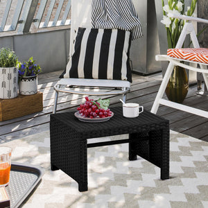 Outdoor Wicker Ottoman Set of 2 with Removable Cushion