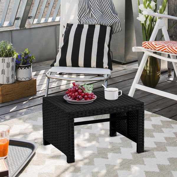 Outdoor Wicker Ottoman Set of 2 with Removable Cushion